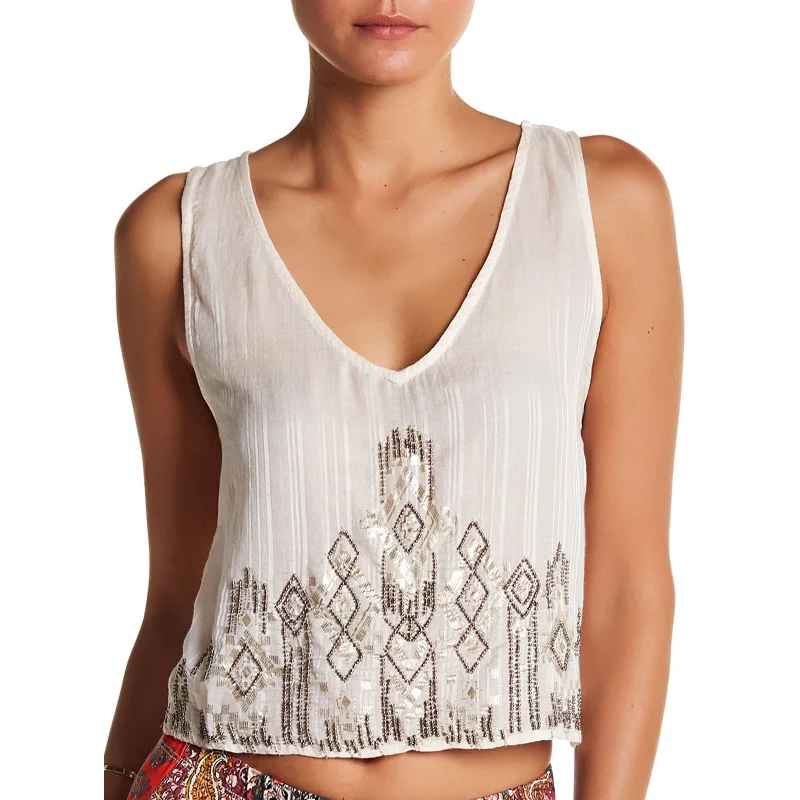 Billabong Ivory Sleeveless Beaded Tank Top Juniors