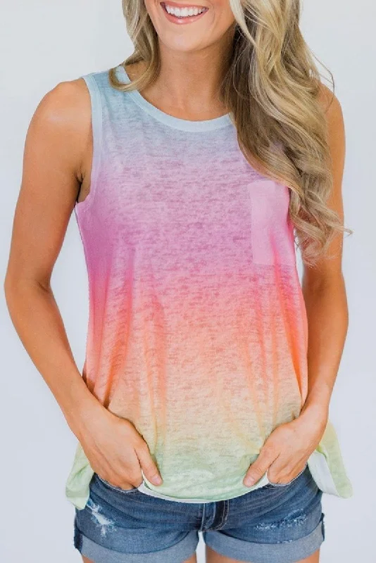 Multicolor Tie Dye Sleeveless Tank Top