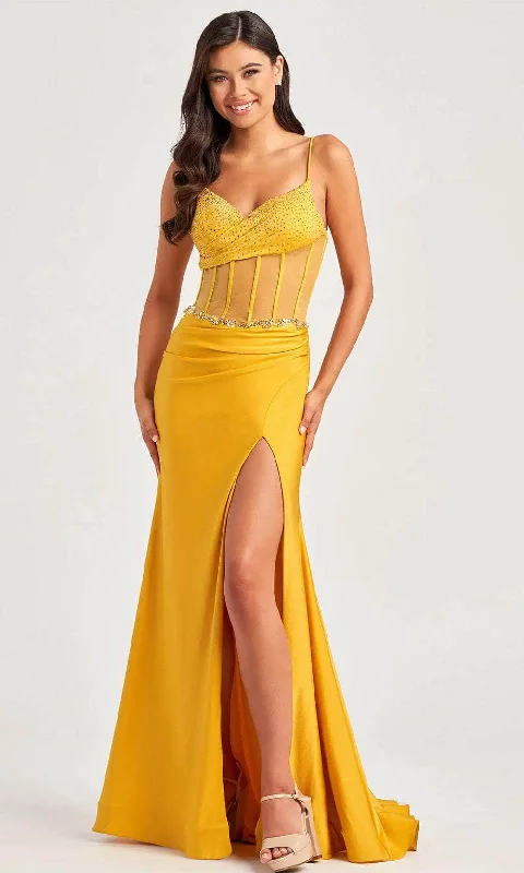 Colette By Daphne CL5104 - Corset High Slit Prom Dress