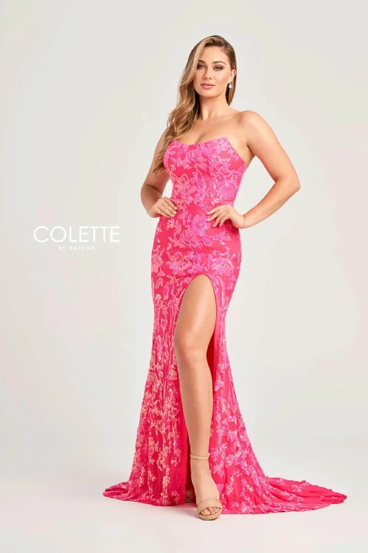 Colette By Daphne CL5238 - Scoop Neck Sequin Prom Dress