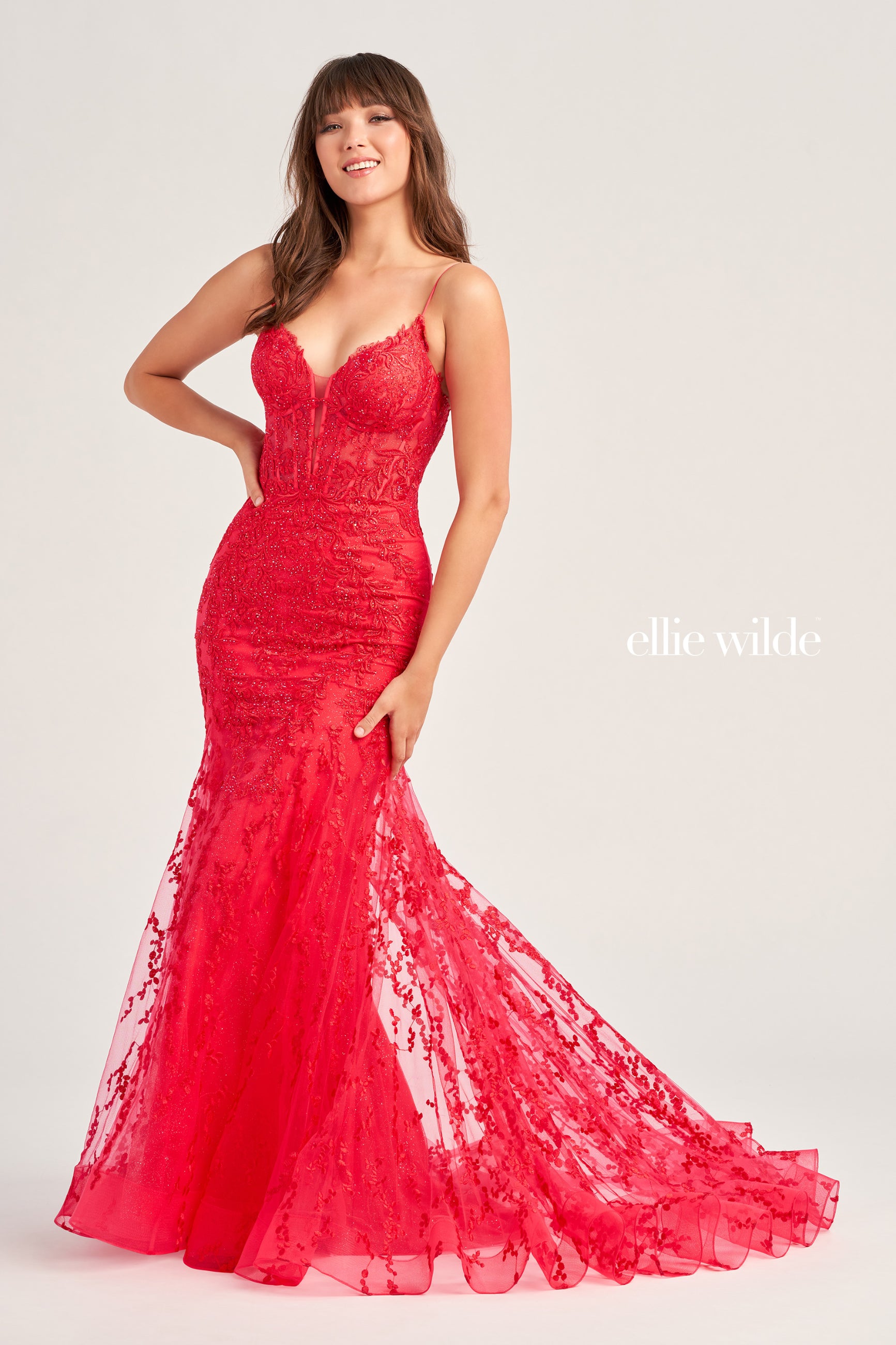 Ellie Wilde EW35010 - Floral Trumpet Evening Dress