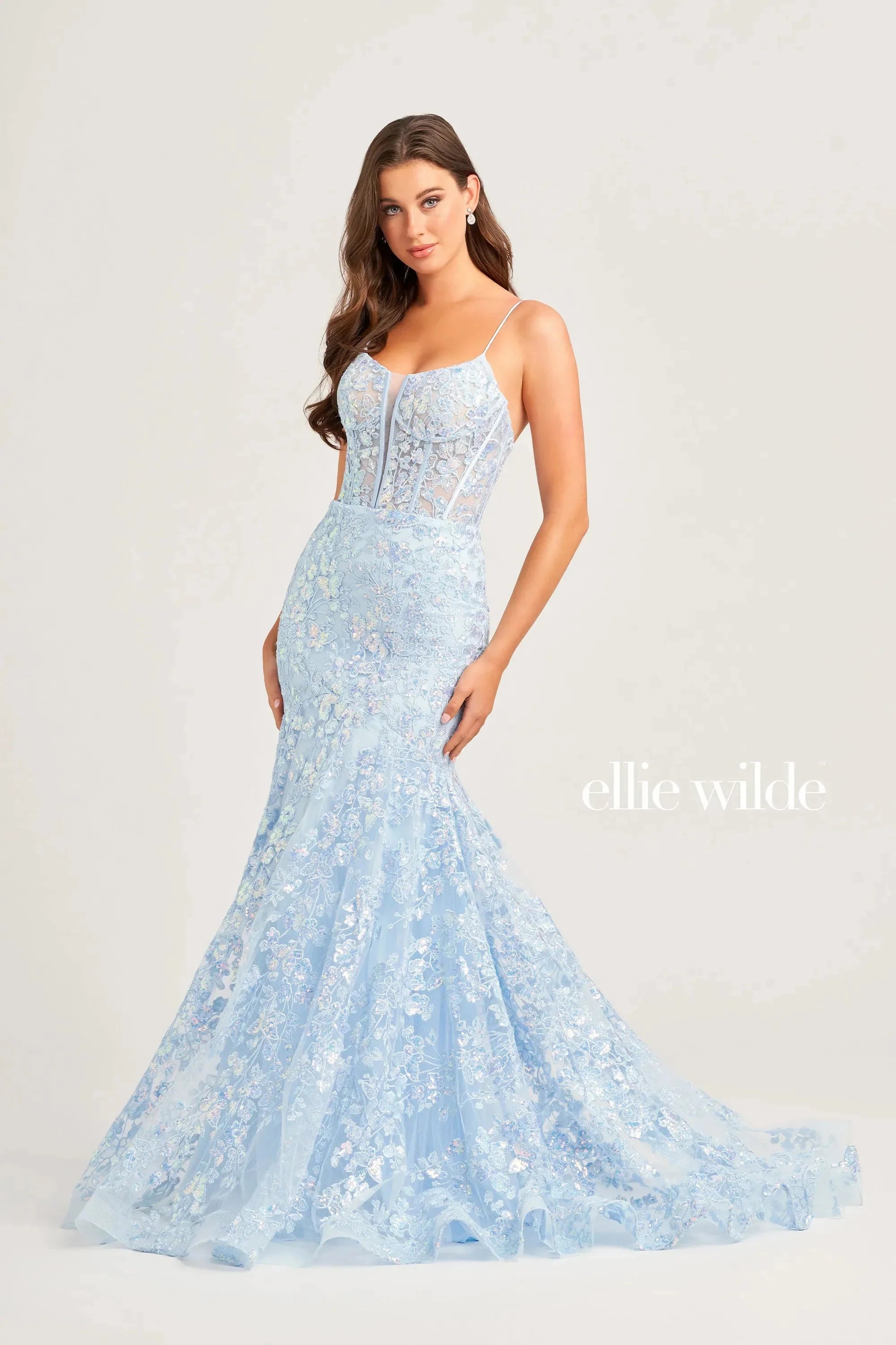 Ellie Wilde EW35203 - Sequin Plunging Scoop Evening Dress