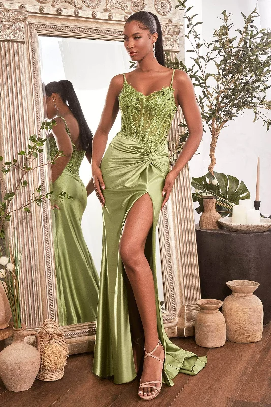 Ladivine CD0176 - V-Neck Knotted Prom Gown