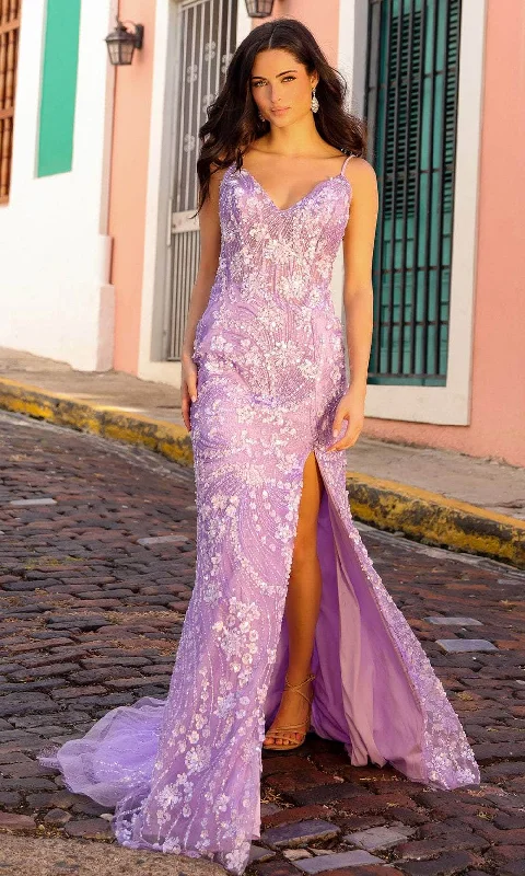 Nox Anabel C1458 - Sequined High Slit Prom Dress