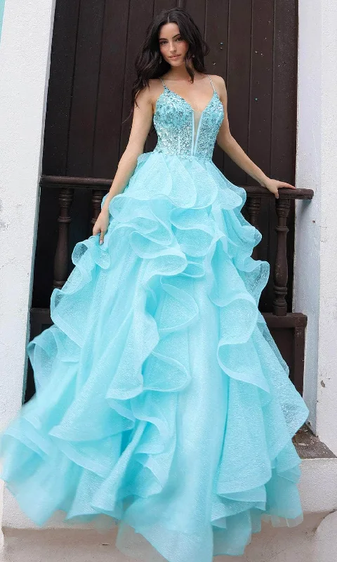 Nox Anabel R1433 - V-Neck Sleeveless Ballgown