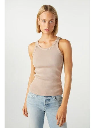 Amo Long Rib Tank Taupe