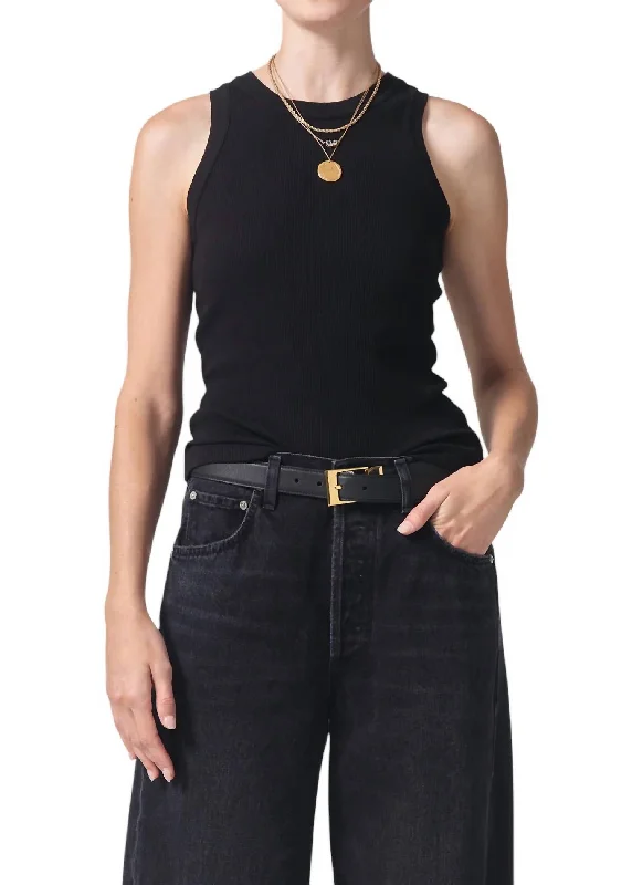 Isabel Ribbed Tank Top In Black