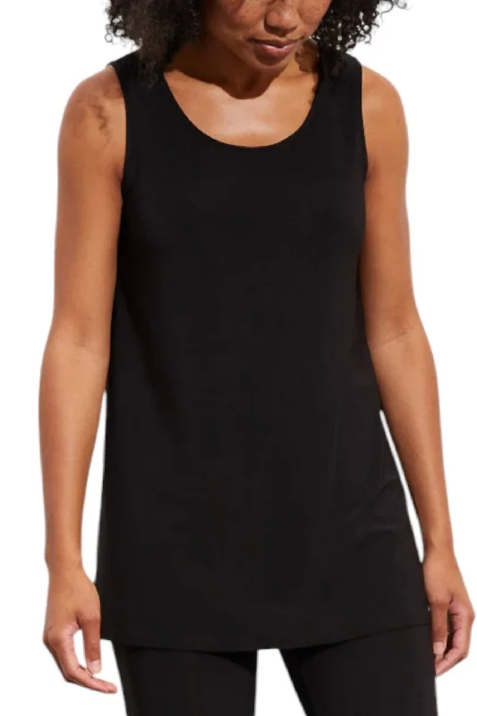 Knit Long Tank Top In Black Foundation