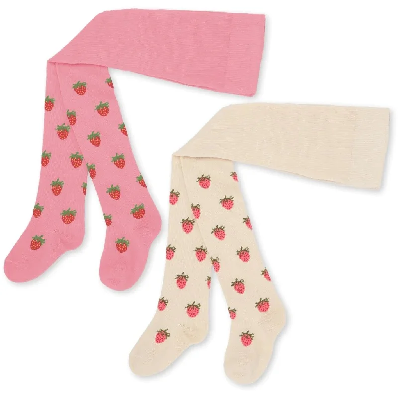 Konges Slojd 2 Pack Jacquard Tights - Strawberry Pink