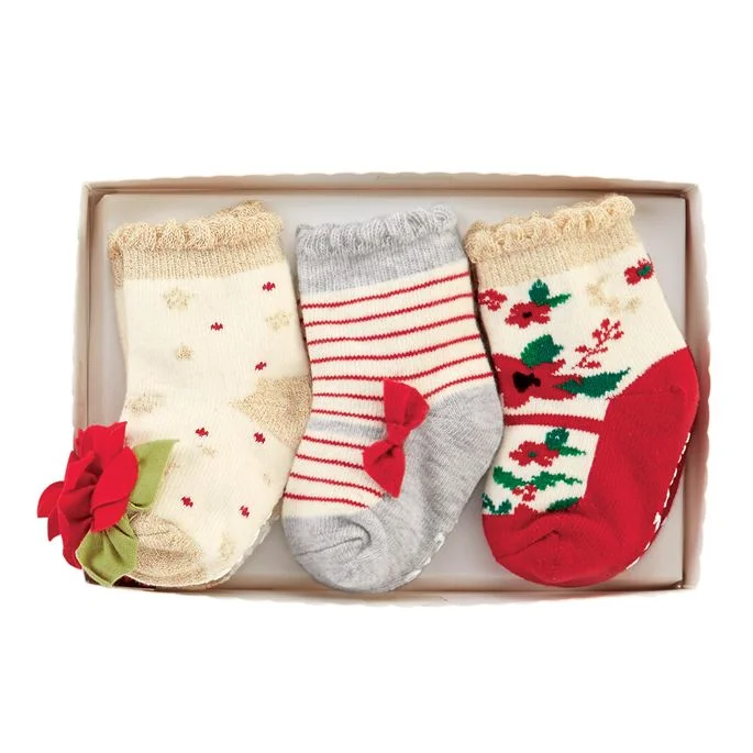 Mud Pie Christmas Floral Sock Set