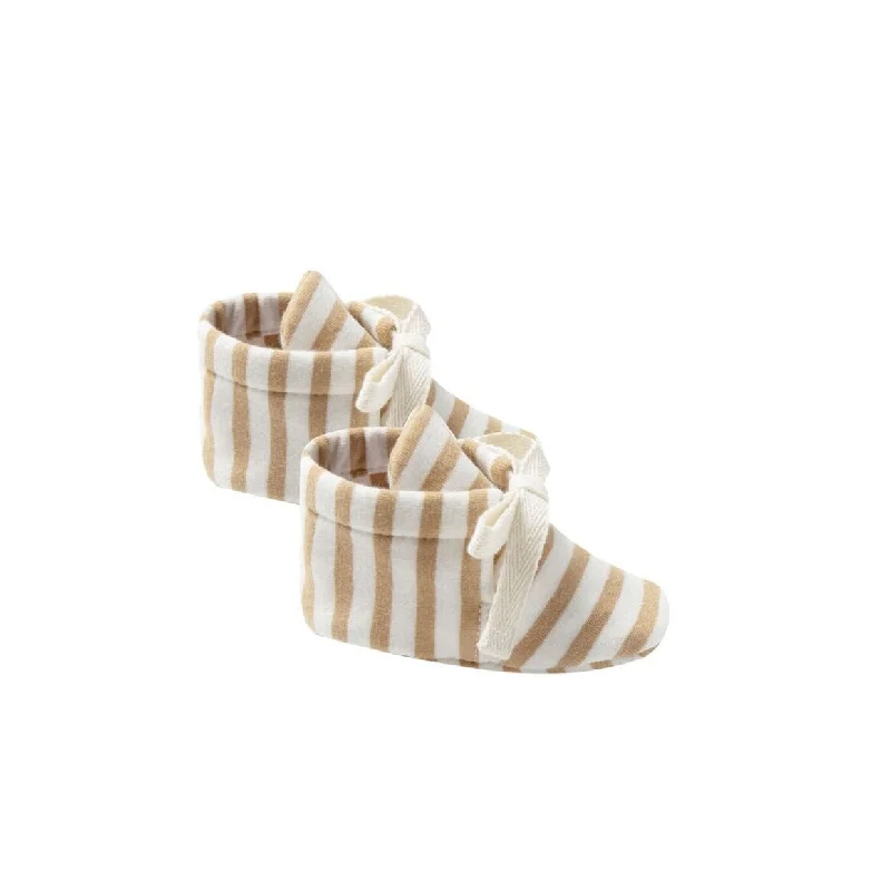 Quincy Mae Baby Booties Organic Brushed Jersey - Honey Stripe