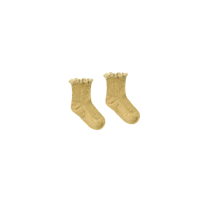 Rylee + Cru Lace Trim Socks - Citron