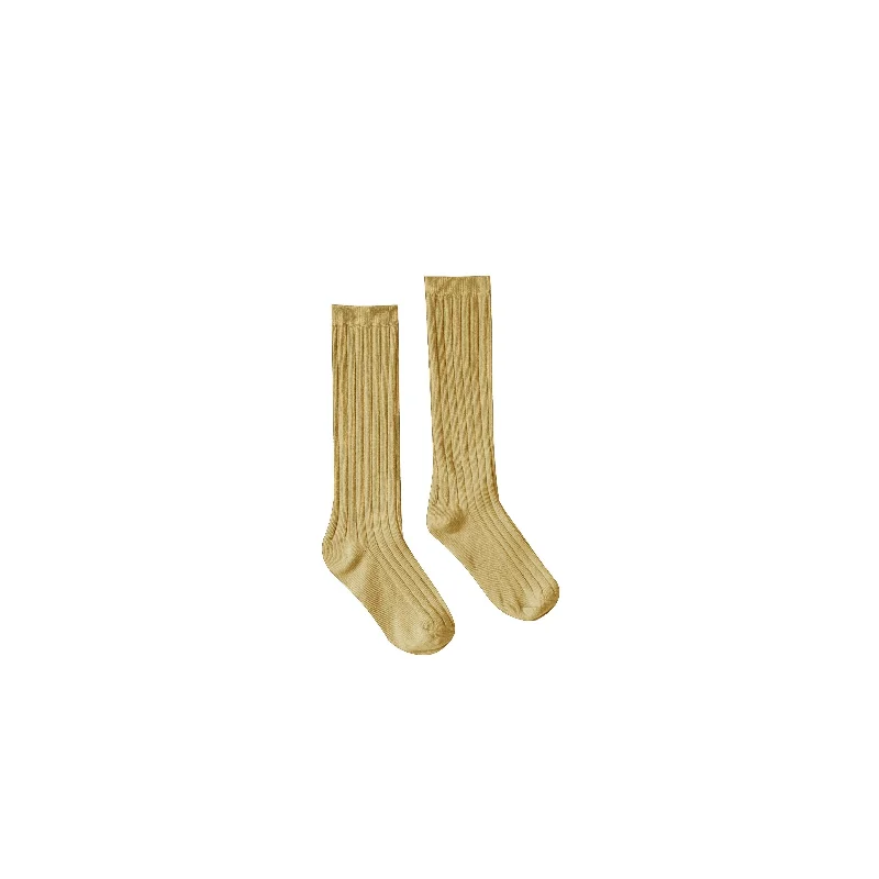 Rylee + Cru Solid Ribbed Socks - Citron