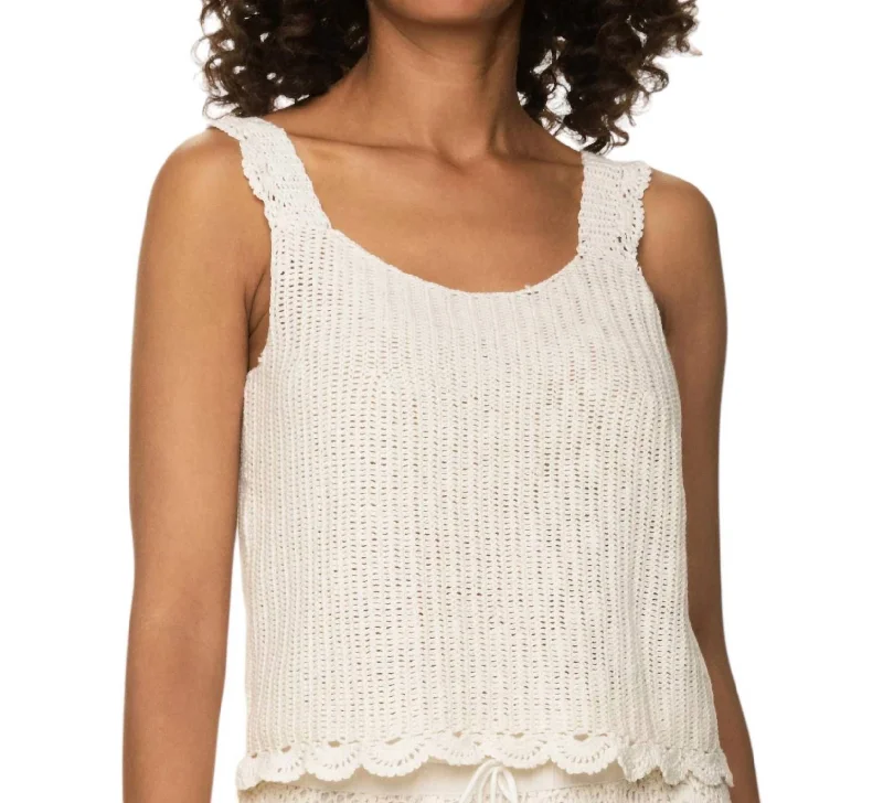 Scallop Crochet Tank Top In Ivory