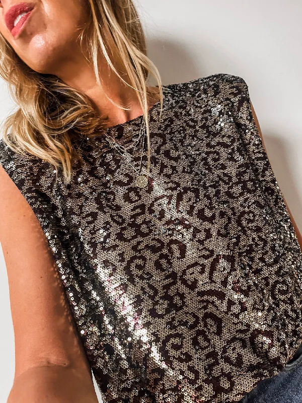 Sequin Leopard Tank Top