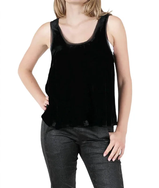 Sweet Soul Velvet Tank In Black