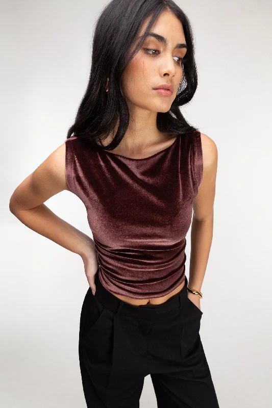 VELVET SLEEVELESS TANK TOP